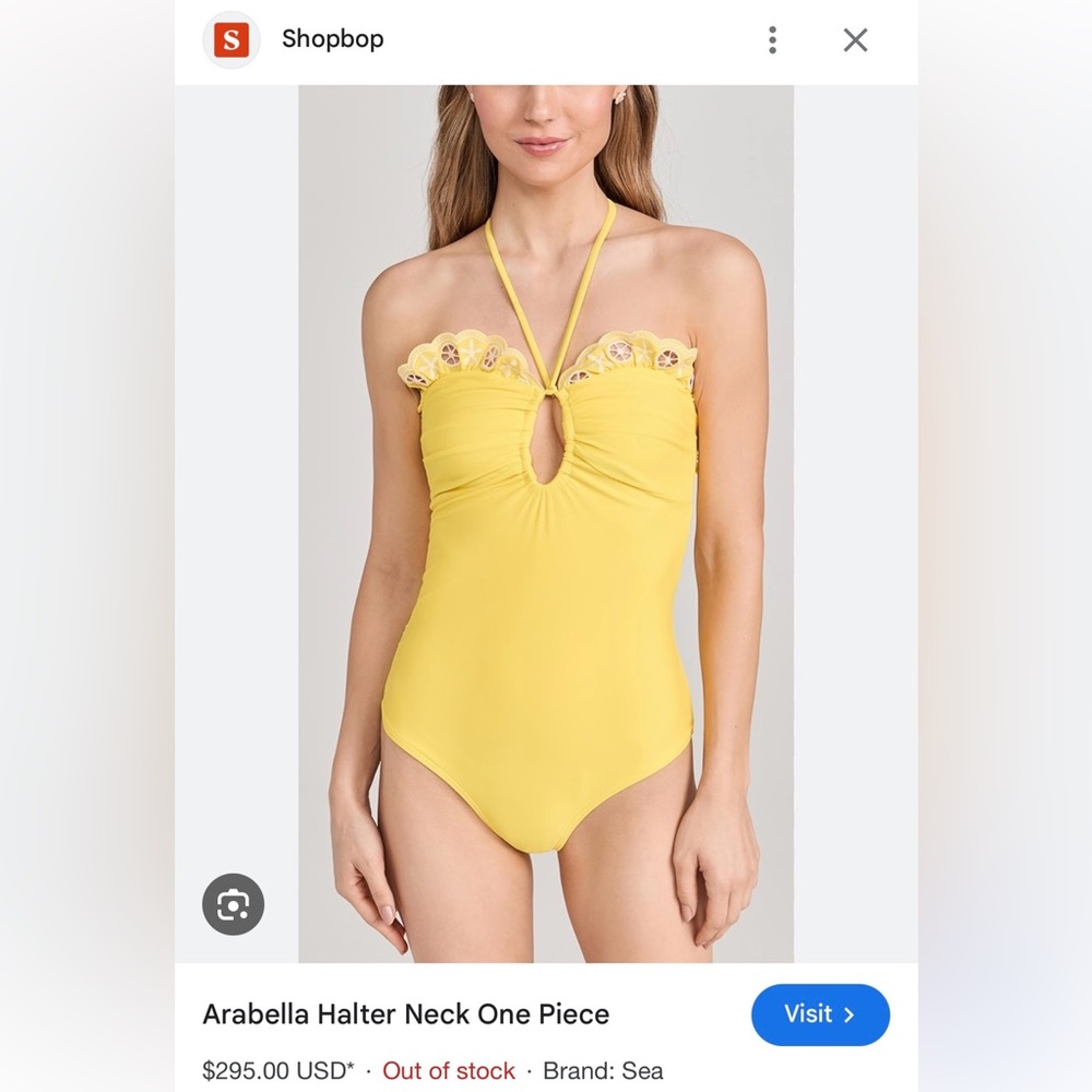 Sea New York Arabella Halter Neck
Yellow One Piece Sz S